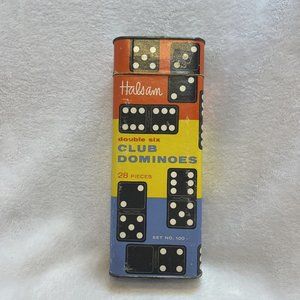 Halsam Wooden Double Six Club Dominoes 24‎ Dominoes, Insturtions & Original Box